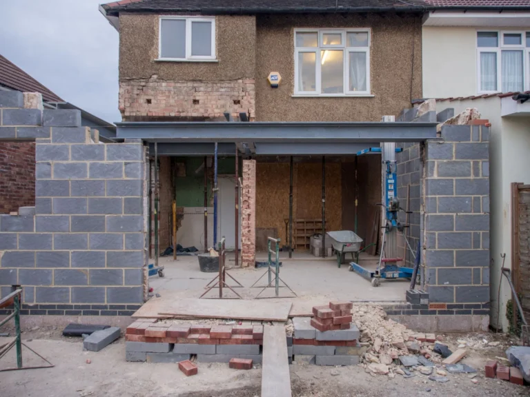 Brick house and extension under construction